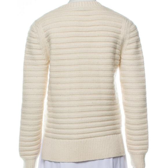 Sandro Merino Wool Cable Knit Sweater in Ivory, Size 2 - Picture 3 of 8